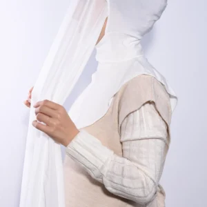 Instant Premium Chiffon Hijab Ninja Cap - Vit - Image 2