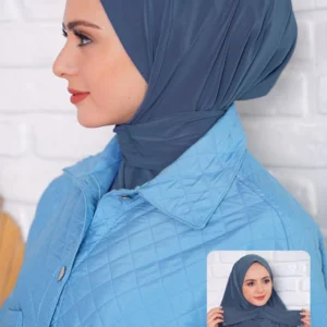 Instant one piece hijab - Blå - Image 5
