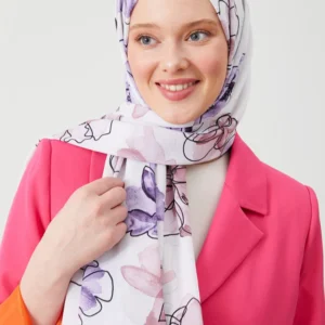 Hijab - Blommigt Medina Silke - Lila - Image 4