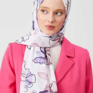 Hijab - Blommigt Medina Silke - Lila - Image 3