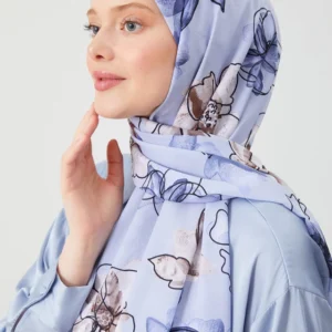 Hijab - Blommigt Medina Silke - Blå - Image 2