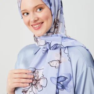 Hijab - Blommigt Medina Silke - Blå - Image 4
