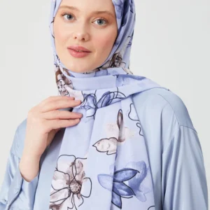 Hijab - Blommigt Medina Silke - Blå - Image 3