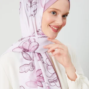 Hijab - Blommigt Medina Silke - Rosa - Image 5