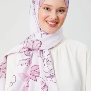 Hijab - Blommigt Medina Silke - Rosa - Image 4