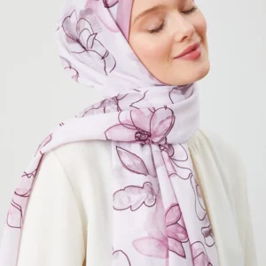 Hijab - Blommigt Medina Silke - Rosa - Image 3