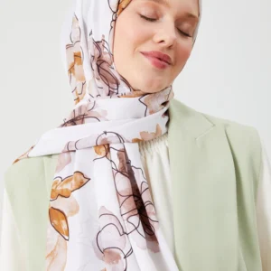 Hijab - Blommigt Medina Silke - Beige - Image 4