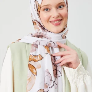 Hijab - Blommigt Medina Silke - Beige - Image 3