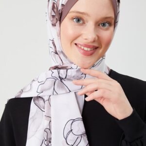 Hijab - blommigt medina silke - Brun - Image 5