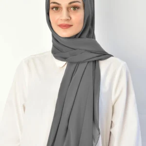 Instant chiffon hijab med underslöja - Grå - Image 4