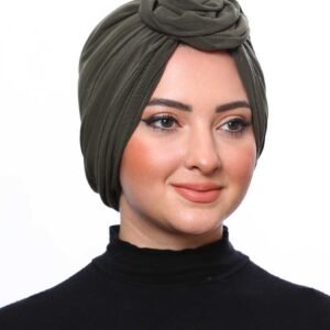 Ros turban-hijab - Olivgrön - Image 2