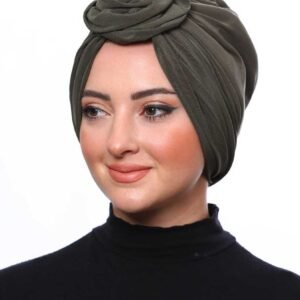 Ros turban-hijab - Olivgrön - Image 1