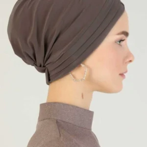 Tre vingar turban-hijab av lykra - Brun - Image 3