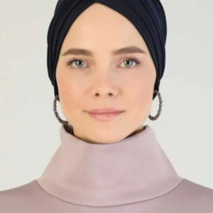 Tre vingar turban-hijab av lykra - Svart - Image 5