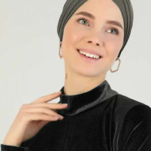 Tre vingar turban-hijab av lykra - Olivgrön - Image 5