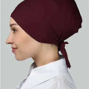 underslöja hijabhuva med knyt - Mörkröd - Image 3
