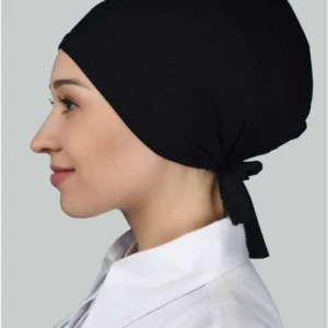 Underslöja hijabhuva med knyt - Svart - Image 4