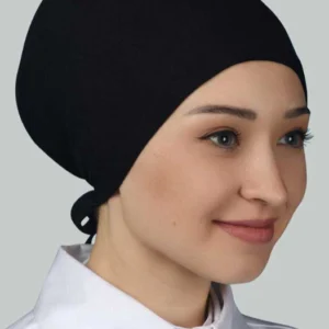 Underslöja hijabhuva med knyt - Svart - Image 3