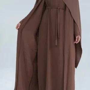 Klänning Och Abaya Set - Beige - Image 3