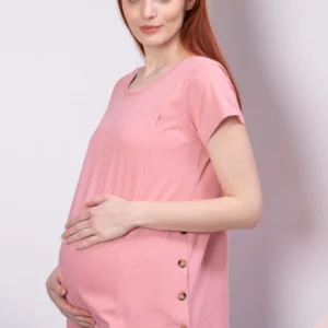 En gravid/amningst-shirt med dragkedja - Rosa - Image 3