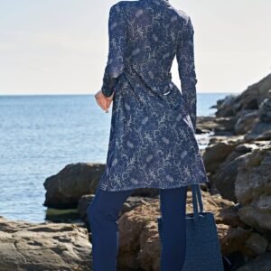 Elegant blomstermönstrad burkini marinblå - Image 3