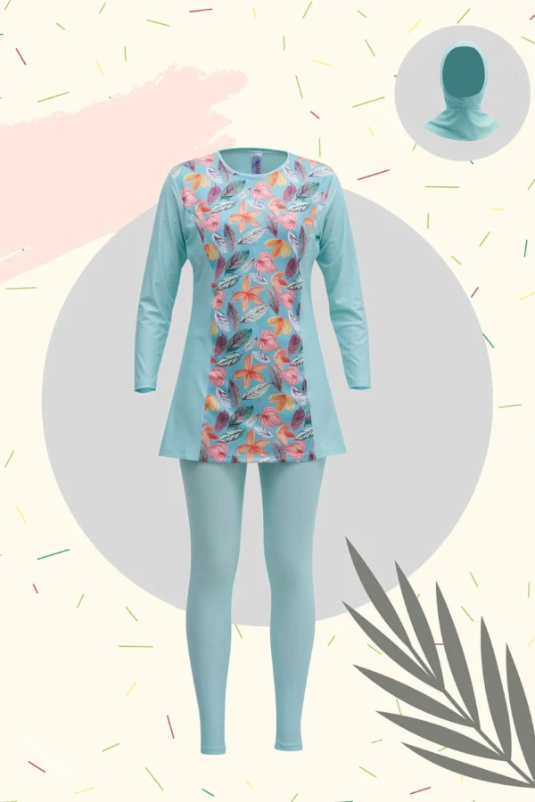 benilly-Childrens-girls-two-Piece-turquoise-Patterned-Swimsuit-Burkini-with-Long-Sleeves-and-Full-Hijab.webp
