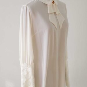 Hållbar Knytblus Med Spetskant Och Dragkedja - Cremevit - Image 3