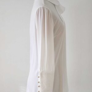 Hållbar Knytblus Med Spetskant Och Dragkedja - Vit - Image 3