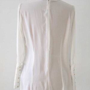 Hållbar Knytblus Med Spetskant Och Dragkedja - Vit - Image 5