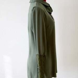 Hållbar Knytblus Med Spetskant Och Dragkedja - Grön - Image 3