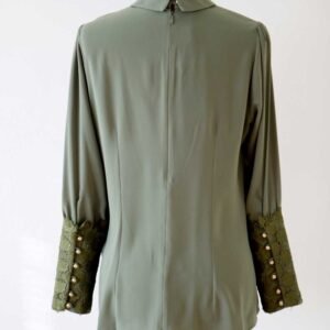 Hållbar Knytblus Med Spetskant Och Dragkedja - Grön - Image 5