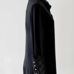 Hållbar Knytblus Med Spetskant Och Dragkedja - Svart - Image 3