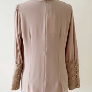 Hållbar Knytblus Med Spetskant Och Dragkedja - Beige - Image 4