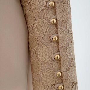 Hållbar Knytblus Med Spetskant Och Dragkedja - Beige - Image 5