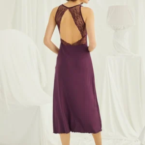 Spetsklänning Med Slits - Mörklila - Image 3