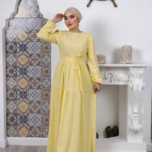 Långärmadklänning Med Knytskärp - Gul - Image 4