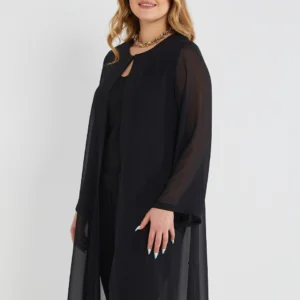 Lång Tunn Jacka Av Chiffong - Plus Size - Image 3