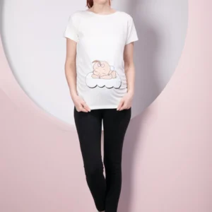 Sovande babyflicka gravid T-shirt - Vit - Image 3