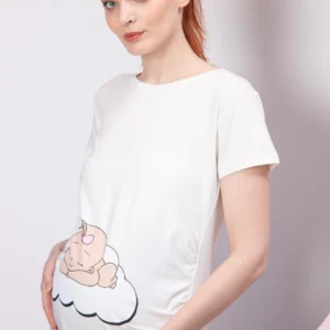 Sovande babyflicka gravid T-shirt - Vit - Image 4